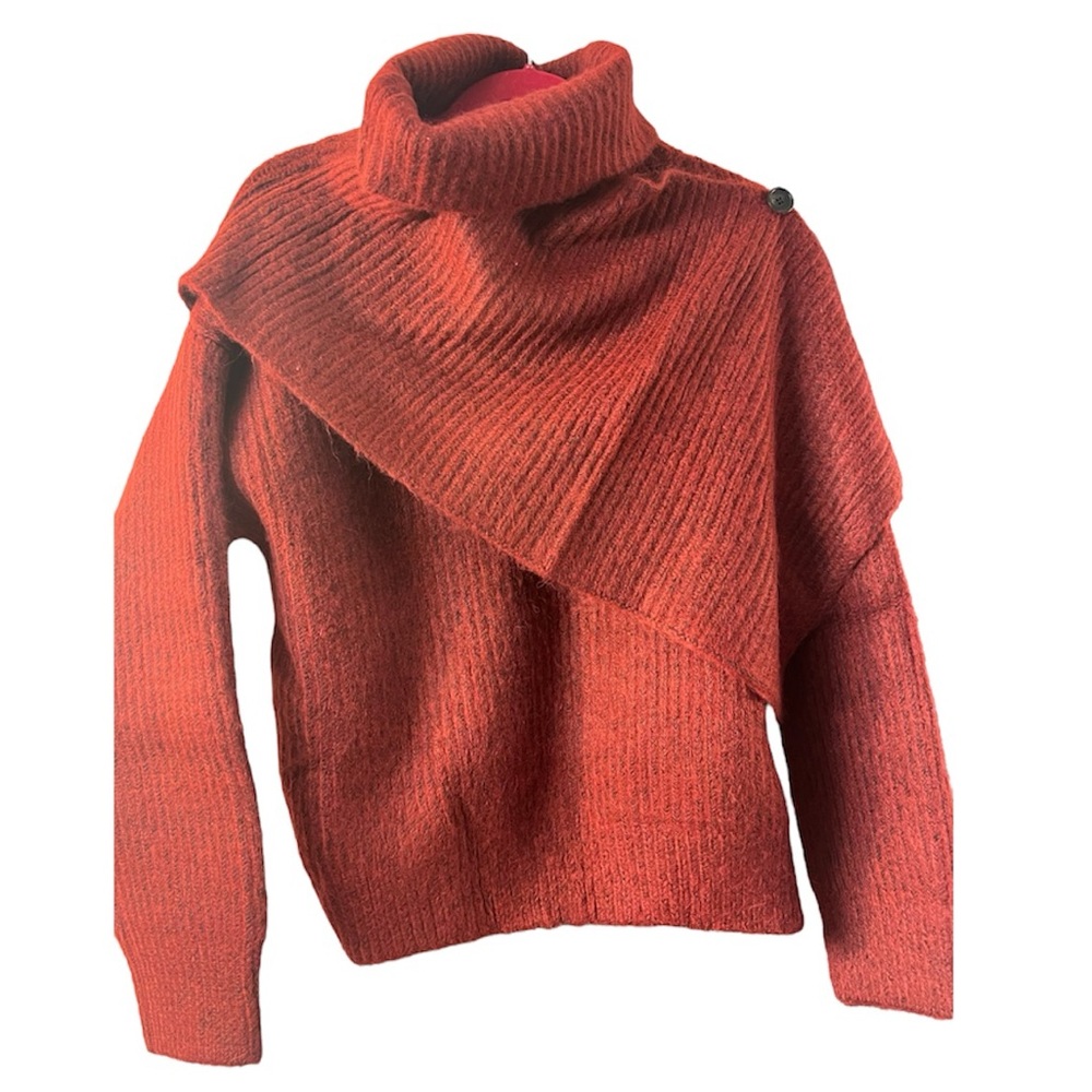 Gorgeous Thakoon Collective Drapey Scarf TURTLENECK SWEATER Sz LARGE Col…